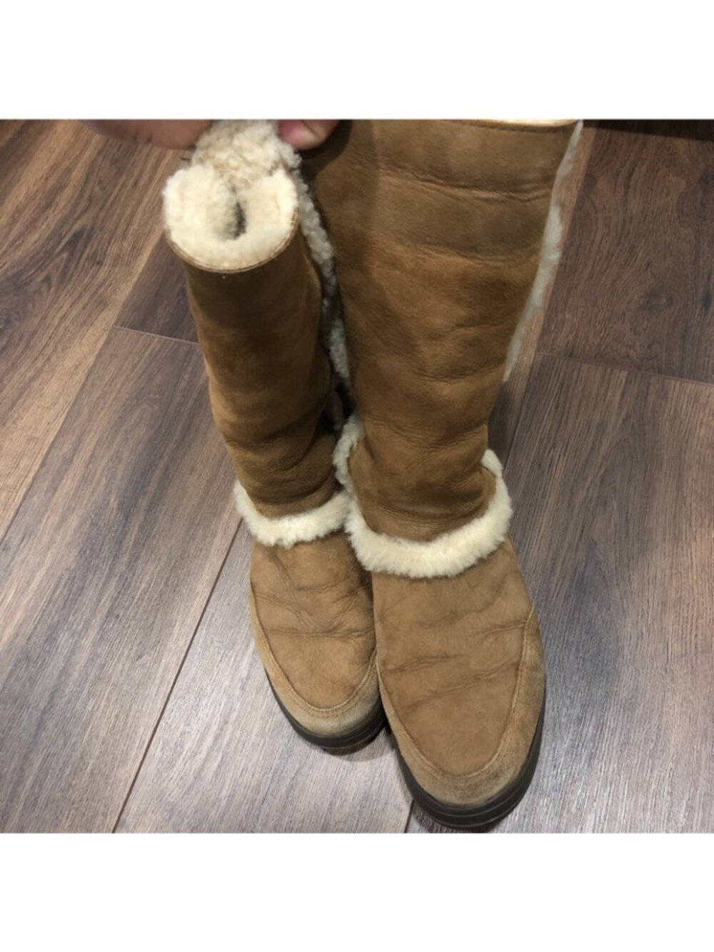 UGG Australia Sundance II Sheepskin Upper Tall Winter Boots Womens Sz 8 Brown - Picture 4 of 11